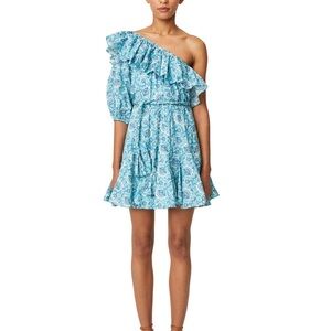 RHODE Blue Asymmetrical One-Shoulder Dress